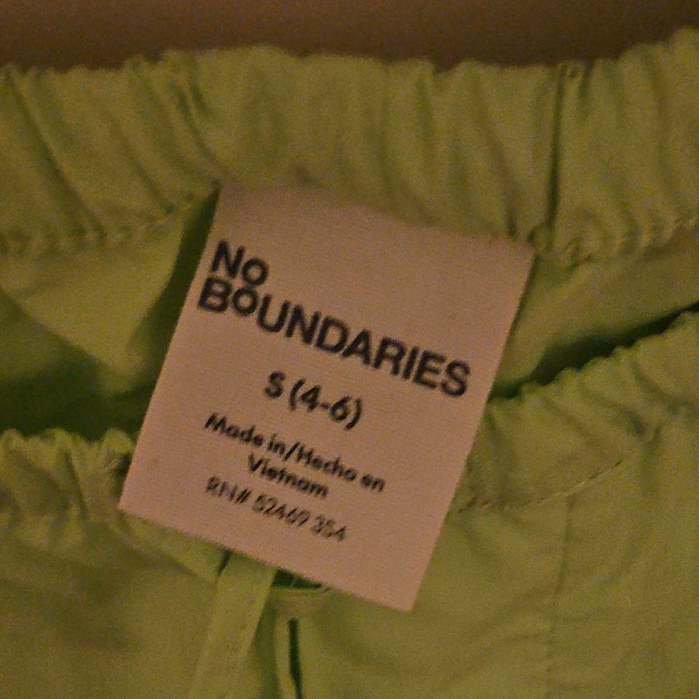 No Boundaries Neon Green Cargo Parachute Pants - Picture 6 of 7